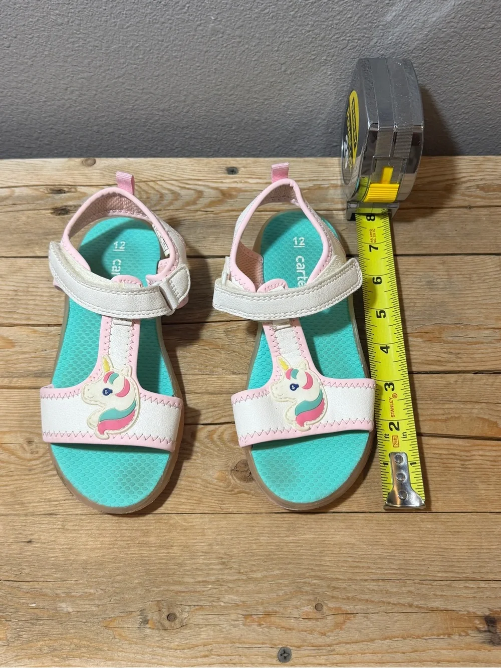 Carters Pink Unicorn T-Strap Sandals for Kids - Pink & Teal light up